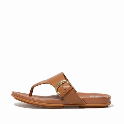 Fitflop Gracie Buckle Leather Toe-Post - Sandalen Damen - HellBraun (PIB872610)